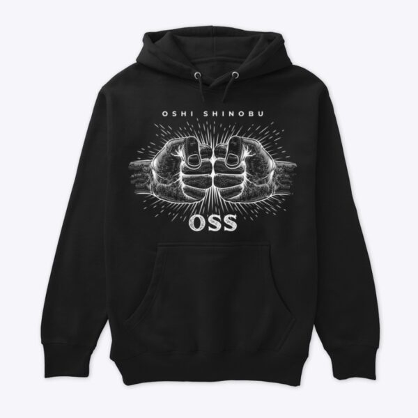 OSS Black Collection Oshi Shinobu Premium Pullover Hoodie - Relaxed fit unisex BJJ hoodie in cotton-poly blend